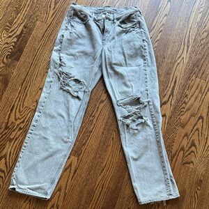 American Eagle Distressed Gray Women Jeans-90s Straight